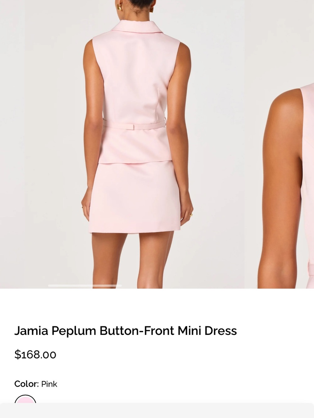 Astr Girls Pale Pink Sleeveless Peplum Dress with Gold Buttons - Picture 4 of 6